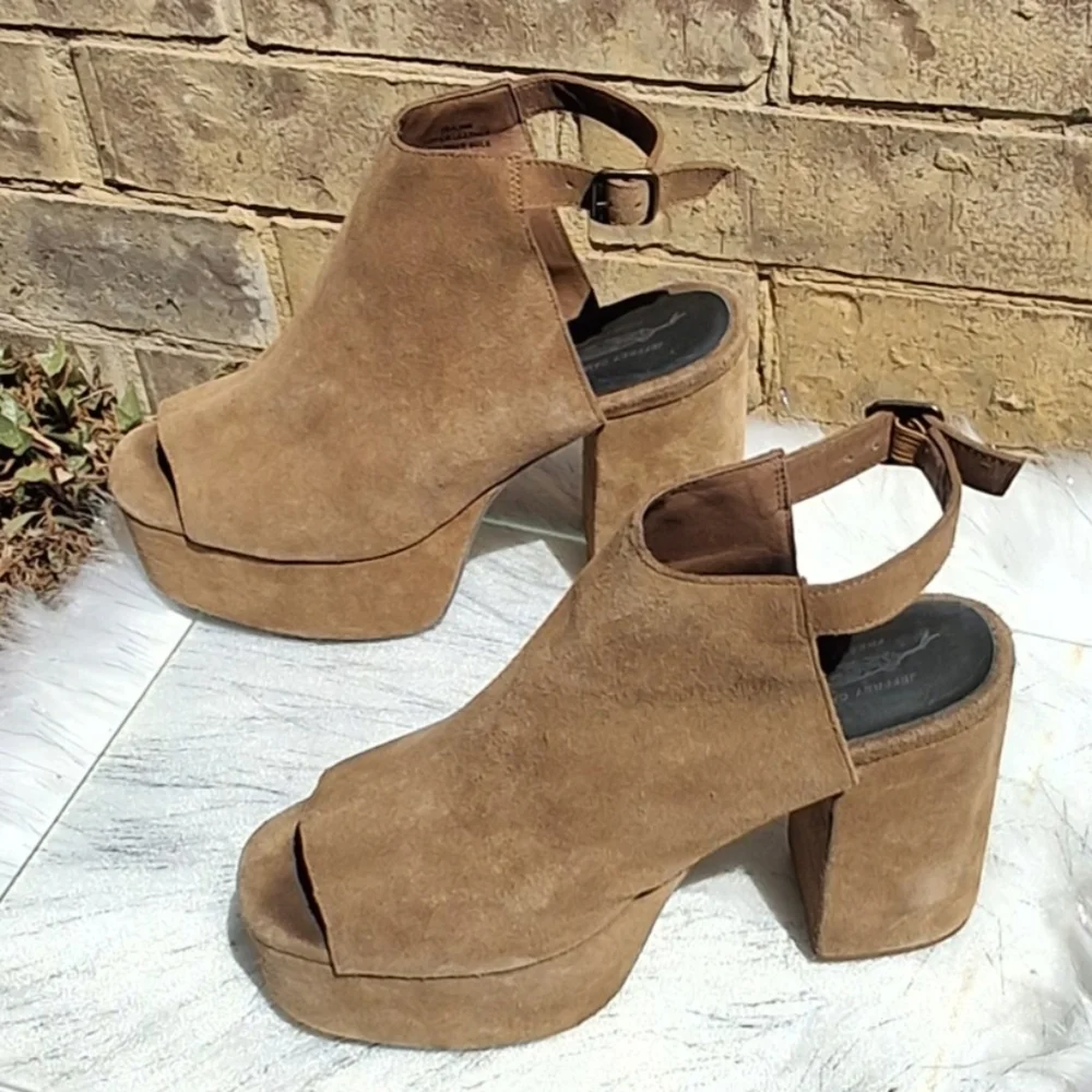 Jeffrey Campbell x Free People Leather Brown Platform Slingback Heels  Size 10 - Picture 4 of 16